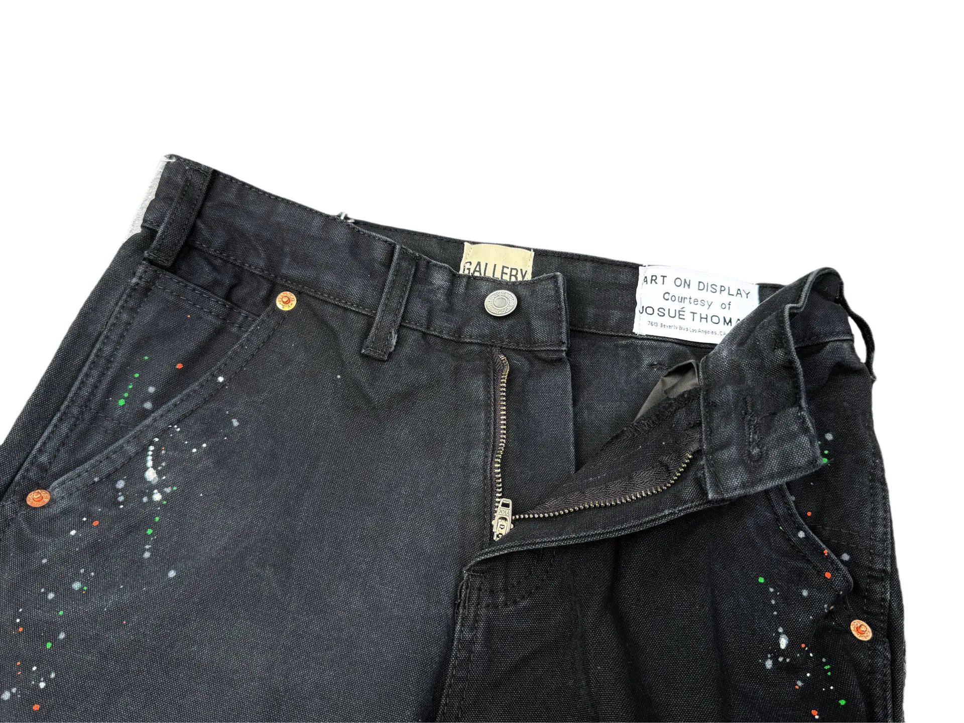 P220💰G33 GALLERY DEPT. Spliced ​​washed retro jeans for men and women high street splashed ink trousers micro-flared casual trousers trendy couple same style Color: Black Size: S-XXL (corresponding to 28-36)